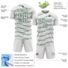 Custom White Green Diagonal Pinstripes Lines Sports Sublimation Soccer Uniform Jersey
