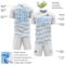 Custom White Powder Blue Diagonal Pinstripes Lines Sports Sublimation Soccer Uniform Jersey