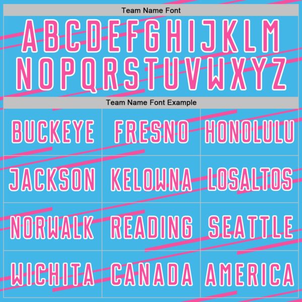 Custom Sky Blue Pink-White Diagonal Pinstripes Lines Sports Sublimation Soccer Uniform Jersey