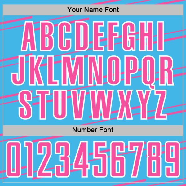 Custom Sky Blue Pink-White Diagonal Pinstripes Lines Sports Sublimation Soccer Uniform Jersey