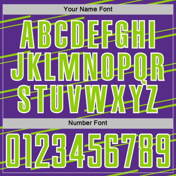 Custom Purple Neon Green-White Diagonal Pinstripes Lines Sports Sublimation Soccer Uniform Jersey