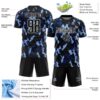 Custom Black White-Blue Geometric Camo Fragment Sports Sublimation Soccer Uniform Jersey