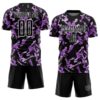 Custom Black White-Purple Geometric Camo Fragment Sports Sublimation Soccer Uniform Jersey