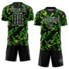 Custom Black White-Green Geometric Camo Fragment Sports Sublimation Soccer Uniform Jersey
