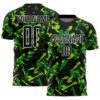 Custom Black White-Green Geometric Camo Fragment Sports Sublimation Soccer Uniform Jersey