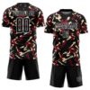 Custom Black White Crimson-Cream Geometric Camo Fragment Sports Sublimation Soccer Uniform Jersey