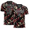 Custom Black White Crimson-Cream Geometric Camo Fragment Sports Sublimation Soccer Uniform Jersey