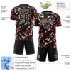 Custom Black White Crimson-Cream Geometric Camo Fragment Sports Sublimation Soccer Uniform Jersey