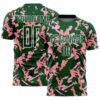 Custom Green White-Pink Geometric Camo Fragment Sports Sublimation Soccer Uniform Jersey