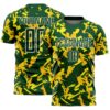 Custom Green White-Yellow Geometric Camo Fragment Sports Sublimation Soccer Uniform Jersey
