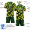 Custom Green White-Yellow Geometric Camo Fragment Sports Sublimation Soccer Uniform Jersey