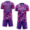 Custom Purple White-Pink Geometric Camo Fragment Sports Sublimation Soccer Uniform Jersey