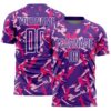 Custom Purple White-Pink Geometric Camo Fragment Sports Sublimation Soccer Uniform Jersey