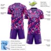 Custom Purple White-Pink Geometric Camo Fragment Sports Sublimation Soccer Uniform Jersey