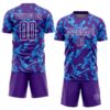 Custom Purple White-Blue Geometric Camo Fragment Sports Sublimation Soccer Uniform Jersey