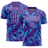 Custom Purple White-Blue Geometric Camo Fragment Sports Sublimation Soccer Uniform Jersey