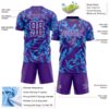 Custom Purple White-Blue Geometric Camo Fragment Sports Sublimation Soccer Uniform Jersey