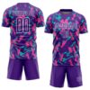 Custom Purple White Pink-Aqua Geometric Camo Fragment Sports Sublimation Soccer Uniform Jersey
