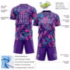 Custom Purple White Pink-Aqua Geometric Camo Fragment Sports Sublimation Soccer Uniform Jersey