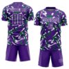 Custom Purple White-Kelly Green Geometric Camo Fragment Sports Sublimation Soccer Uniform Jersey