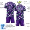 Custom Purple White-Kelly Green Geometric Camo Fragment Sports Sublimation Soccer Uniform Jersey