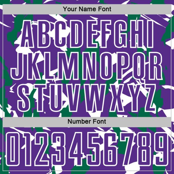 Custom Purple White-Kelly Green Geometric Camo Fragment Sports Sublimation Soccer Uniform Jersey