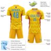 Custom Gold Powder Blue Red-Light Yellow Colombia Zigzag Pattern Sublimation Soccer Uniform Jersey