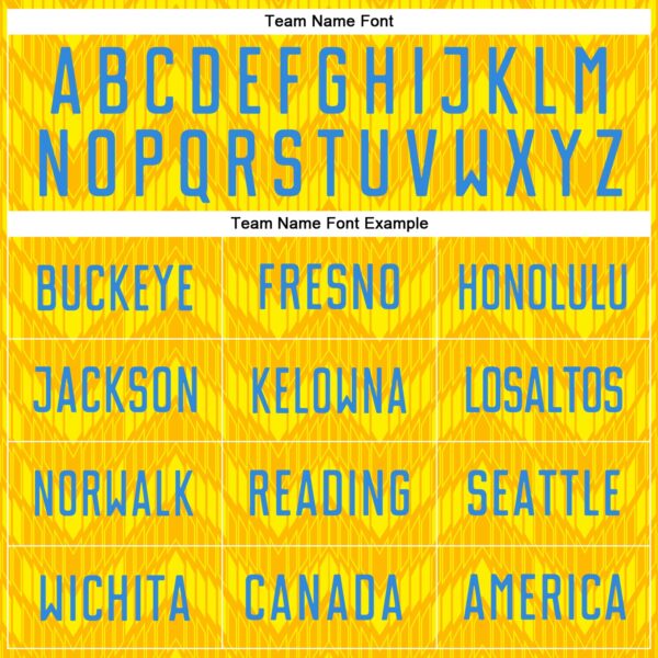 Custom Gold Powder Blue Red-Light Yellow Colombia Zigzag Pattern Sublimation Soccer Uniform Jersey