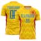 Custom Gold Powder Blue Red-Light Yellow Colombia Zigzag Pattern Sublimation Soccer Uniform Jersey