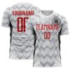 Custom White Red Gray-Black Colombia Zigzag Pattern Sublimation Soccer Uniform Jersey