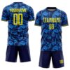 Custom Navy Light Yellow-Blue Colombia Butterfly Wings Pattern Sublimation Soccer Uniform Jersey