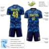 Custom Navy Light Yellow-Blue Colombia Butterfly Wings Pattern Sublimation Soccer Uniform Jersey