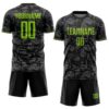 Custom Black Neon Green-Steel Gray Colombia Butterfly Wings Pattern Sublimation Soccer Uniform Jersey