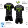 Custom Black Neon Green-Steel Gray Colombia Butterfly Wings Pattern Sublimation Soccer Uniform Jersey