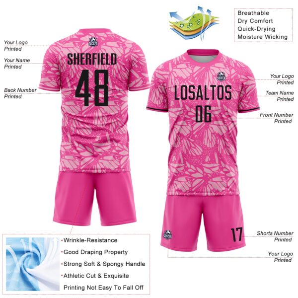 Custom Pink Black-Light Pink Colombia Butterfly Wings Pattern Sublimation Soccer Uniform Jersey
