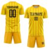 Custom Gold Black-Light Yellow Colombia Feather Pattern Sublimation Soccer Uniform Jersey