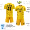 Custom Gold Black-Light Yellow Colombia Feather Pattern Sublimation Soccer Uniform Jersey