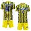 Custom Light Yellow Royal-White Colombia Feather Pattern Sublimation Soccer Uniform Jersey