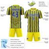 Custom Light Yellow Royal-White Colombia Feather Pattern Sublimation Soccer Uniform Jersey