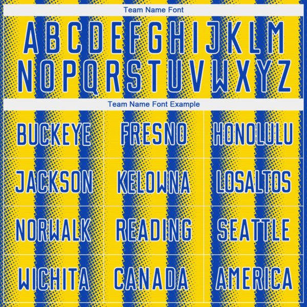 Custom Thunder Blue Light Yellow-White Colombia Vertical Stripes Halftone Dot Pattern Sublimation Soccer Uniform Jersey