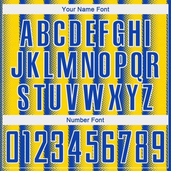 Custom Thunder Blue Light Yellow-White Colombia Vertical Stripes Halftone Dot Pattern Sublimation Soccer Uniform Jersey