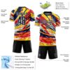 Custom Graffiti Pattern Black Yellow Blue-Red Colombia Brush Stroke Halftone Dot Pattern Sublimation Soccer Uniform Jersey