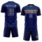 Custom Royal Navy Yellow-Red Colombia Horizontal Stripes Geometric Aztec Tribal Pattern Sublimation Soccer Uniform Jersey