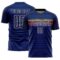 Custom Royal Navy Yellow-Red Colombia Horizontal Stripes Geometric Aztec Tribal Pattern Sublimation Soccer Uniform Jersey