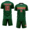 Custom Green Red Yellow-White Colombia Horizontal Stripes Geometric Aztec Tribal Pattern Sublimation Soccer Uniform Jersey