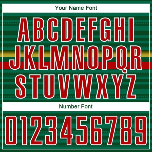 Custom Green Red Yellow-White Colombia Horizontal Stripes Geometric Aztec Tribal Pattern Sublimation Soccer Uniform Jersey