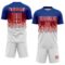 Custom Royal Red-White Colombia Gradient Lines Sublimation Soccer Uniform Jersey