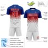 Custom Royal Red-White Colombia Gradient Lines Sublimation Soccer Uniform Jersey