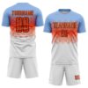 Custom Light Blue Orange Black-White Colombia Gradient Lines Sublimation Soccer Uniform Jersey
