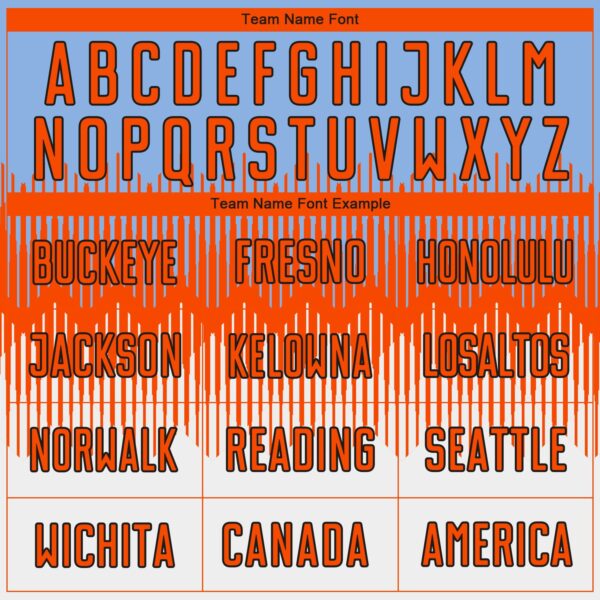 Custom Light Blue Orange Black-White Colombia Gradient Lines Sublimation Soccer Uniform Jersey